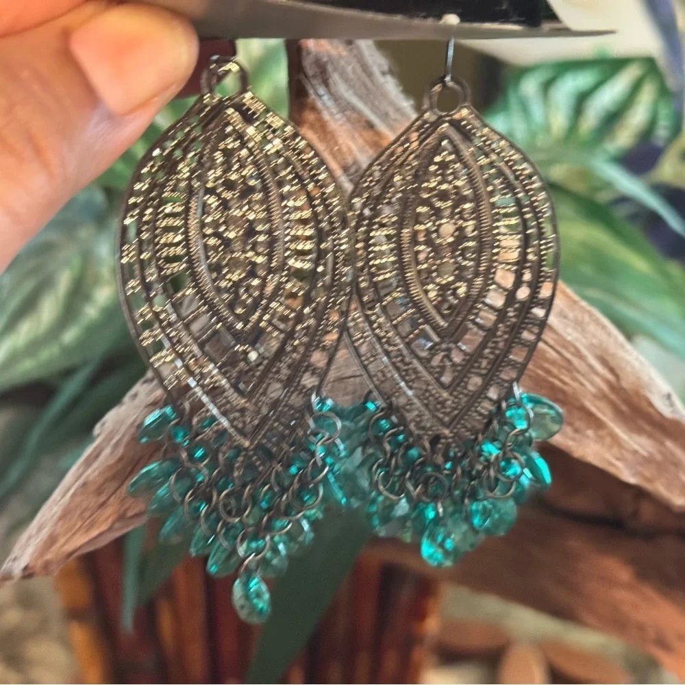 Apt. 9 Green & Silver Statement Dangle Earrings